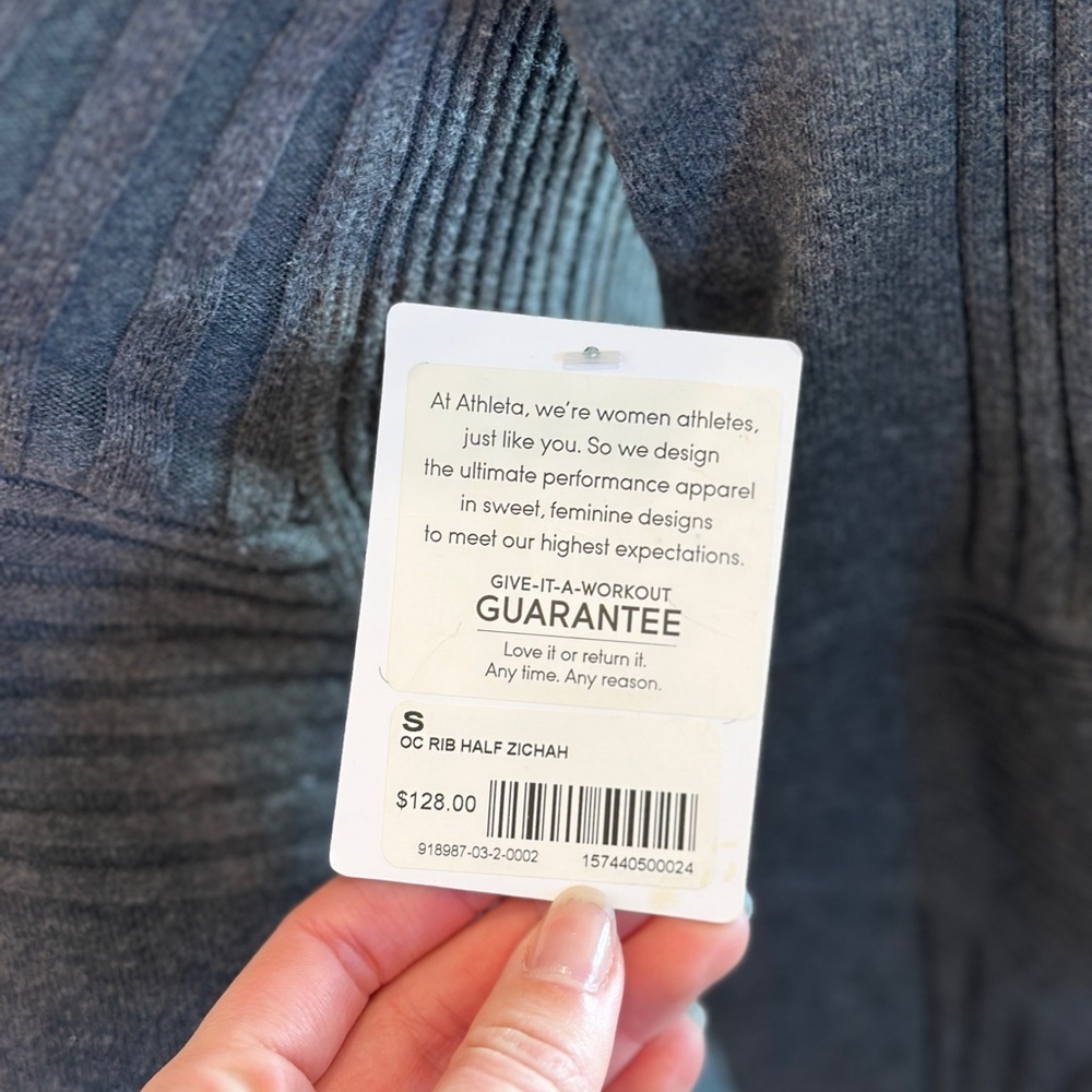 NWT Athleta Charcoal Zip-Neck Ribbed Mini Dress - Picture 3 of 10